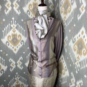 Ralph Lauren Pre-Fall 2016 Silk Scarf Print Cardigan Sweater